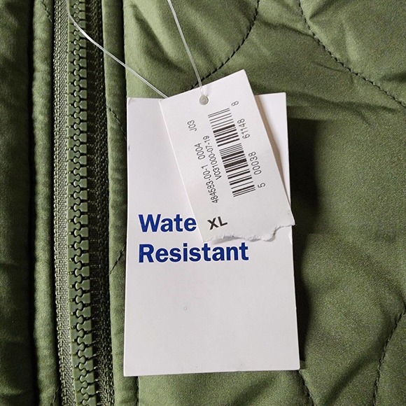 NWT Olive Green Water-Resistant Sherpa-Lined Quilted Zip Jacket Old Navy Sz XL - Picture 2 of 5